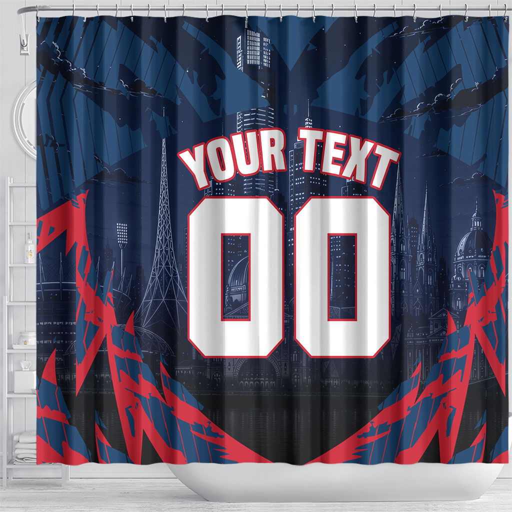 Personalised Melbourne Demons Football Shower Curtain Fierce Devil Mascot 3D Grunge City Art