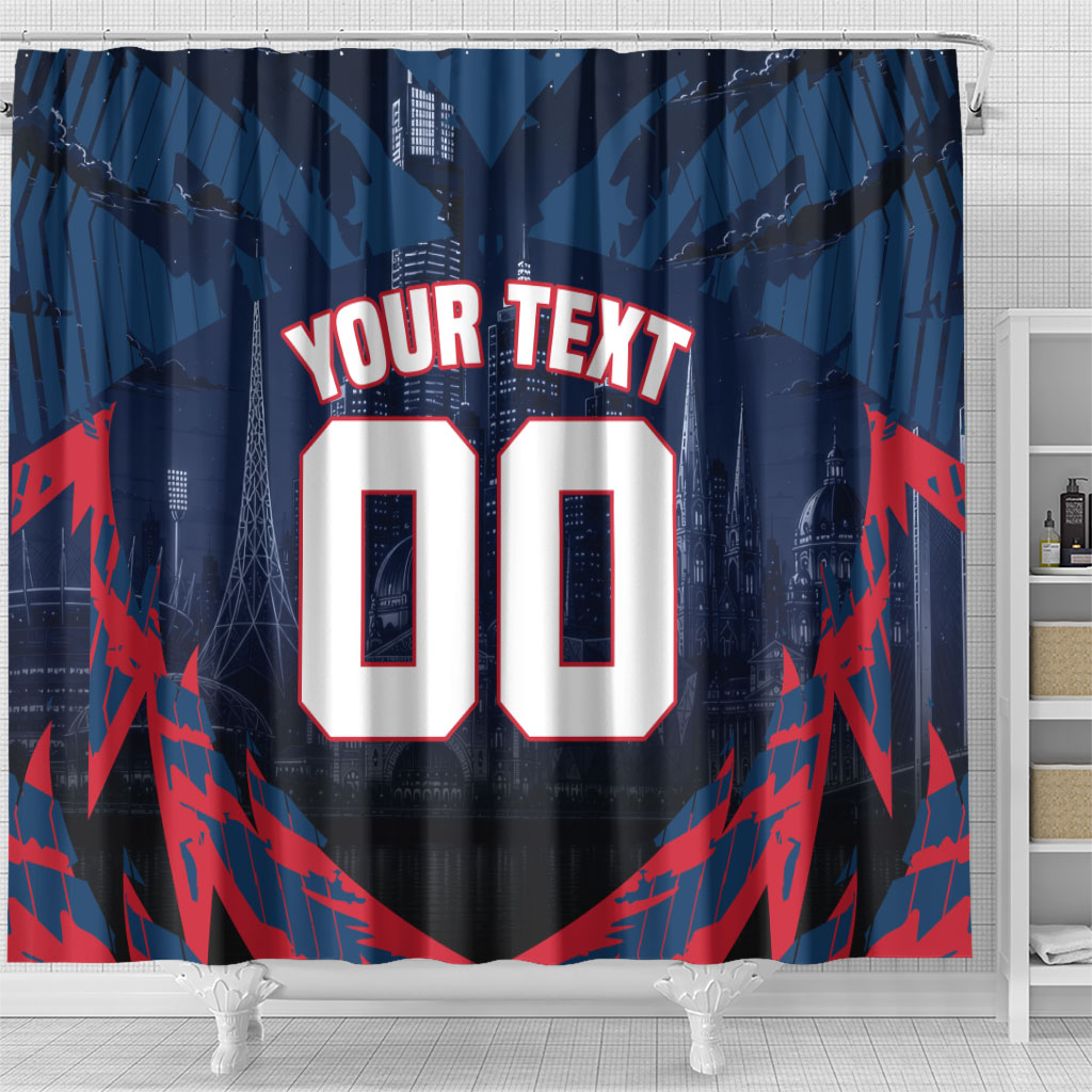 Personalised Melbourne Demons Football Shower Curtain Fierce Devil Mascot 3D Grunge City Art