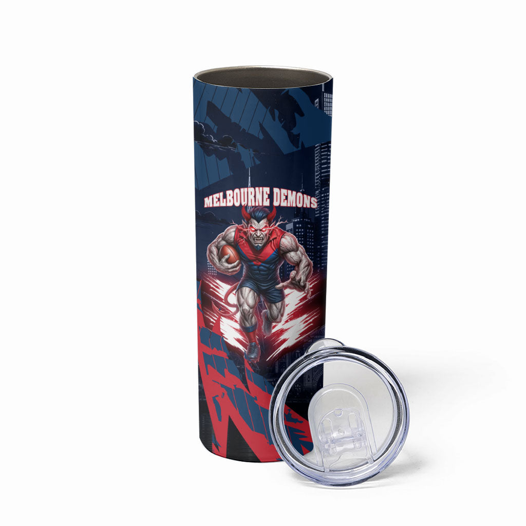 Personalised Melbourne Demons Football Skinny Tumbler Fierce Devil Mascot 3D Grunge City Art