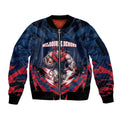 Personalised Melbourne Demons Football Sleeve Zip Bomber Jacket Fierce Devil Mascot 3D Grunge City Art