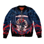 Personalised Melbourne Demons Football Sleeve Zip Bomber Jacket Fierce Devil Mascot 3D Grunge City Art