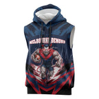 Personalised Melbourne Demons Football Sleeveless Hoodie Fierce Devil Mascot 3D Grunge City Art