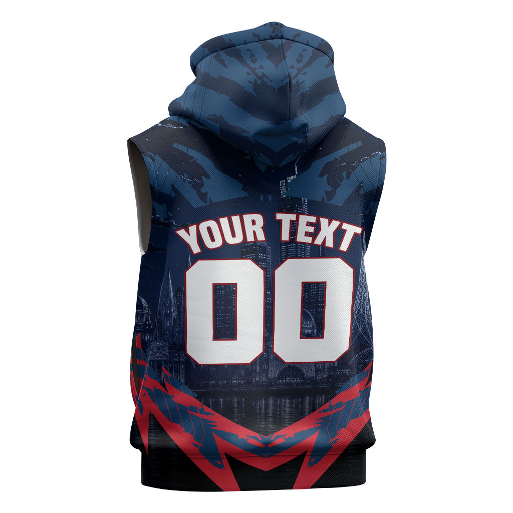 Personalised Melbourne Demons Football Sleeveless Hoodie Fierce Devil Mascot 3D Grunge City Art