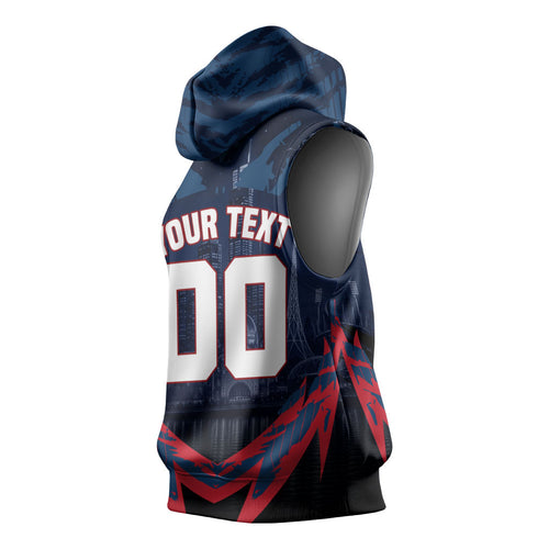 Personalised Melbourne Demons Football Sleeveless Hoodie Fierce Devil Mascot 3D Grunge City Art
