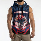 Personalised Melbourne Demons Football Sleeveless Hoodie Fierce Devil Mascot 3D Grunge City Art