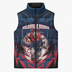 Personalised Melbourne Demons Football Sleeveless Puffer Jacket Fierce Devil Mascot 3D Grunge City Art