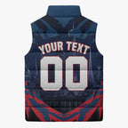 Personalised Melbourne Demons Football Sleeveless Puffer Jacket Fierce Devil Mascot 3D Grunge City Art