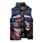 Personalised Melbourne Demons Football Sleeveless Puffer Jacket Fierce Devil Mascot 3D Grunge City Art