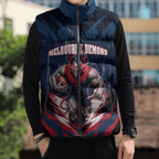 Personalised Melbourne Demons Football Sleeveless Puffer Jacket Fierce Devil Mascot 3D Grunge City Art