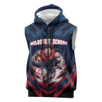 Personalised Melbourne Demons Football Sleeveless Zip Hoodie Fierce Devil Mascot 3D Grunge City Art