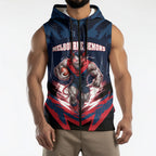 Personalised Melbourne Demons Football Sleeveless Zip Hoodie Fierce Devil Mascot 3D Grunge City Art