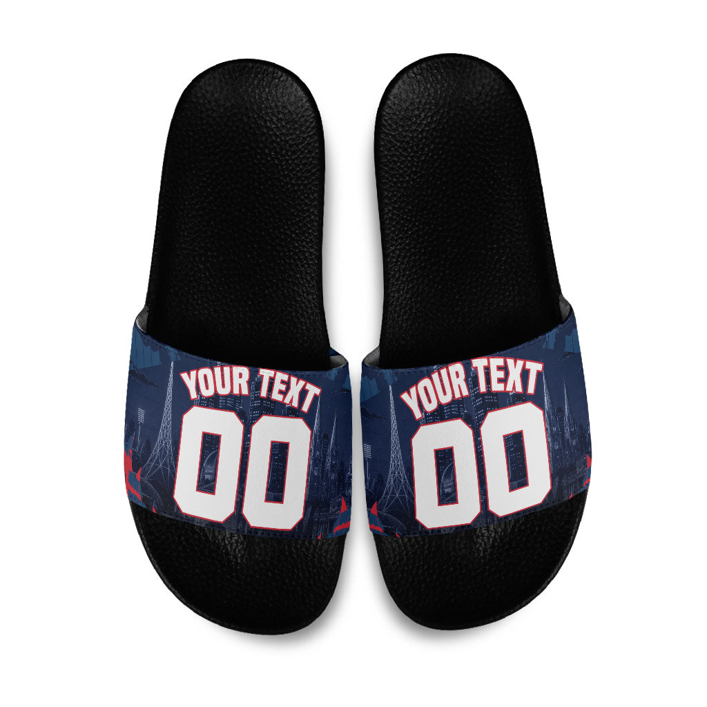 Personalised Melbourne Demons Football Slide Sandals Fierce Devil Mascot 3D Grunge City Art