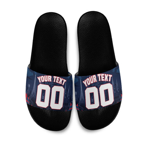 Personalised Melbourne Demons Football Slide Sandals Fierce Devil Mascot 3D Grunge City Art