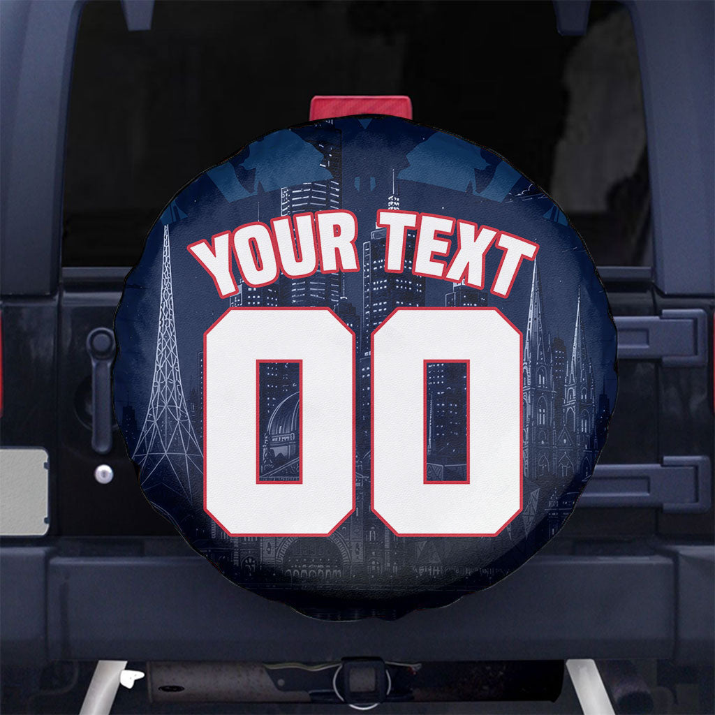 Personalised Melbourne Demons Football Spare Tire Cover Fierce Devil Mascot 3D Grunge City Art