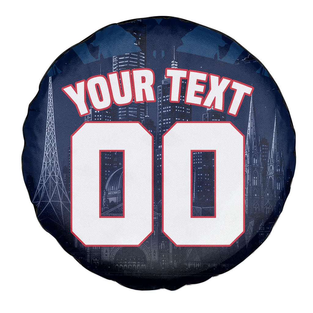 Personalised Melbourne Demons Football Spare Tire Cover Fierce Devil Mascot 3D Grunge City Art