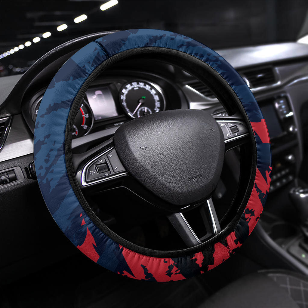 Melbourne Demons Football Steering Wheel Cover Fierce Devil Mascot 3D Grunge City Art