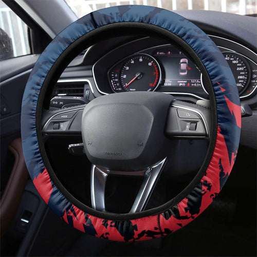 Melbourne Demons Football Steering Wheel Cover Fierce Devil Mascot 3D Grunge City Art