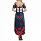 Personalised Melbourne Demons Football Summer Maxi Dress Fierce Devil Mascot 3D Grunge City Art