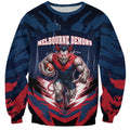 Personalised Melbourne Demons Football Sweatshirt Fierce Devil Mascot 3D Grunge City Art