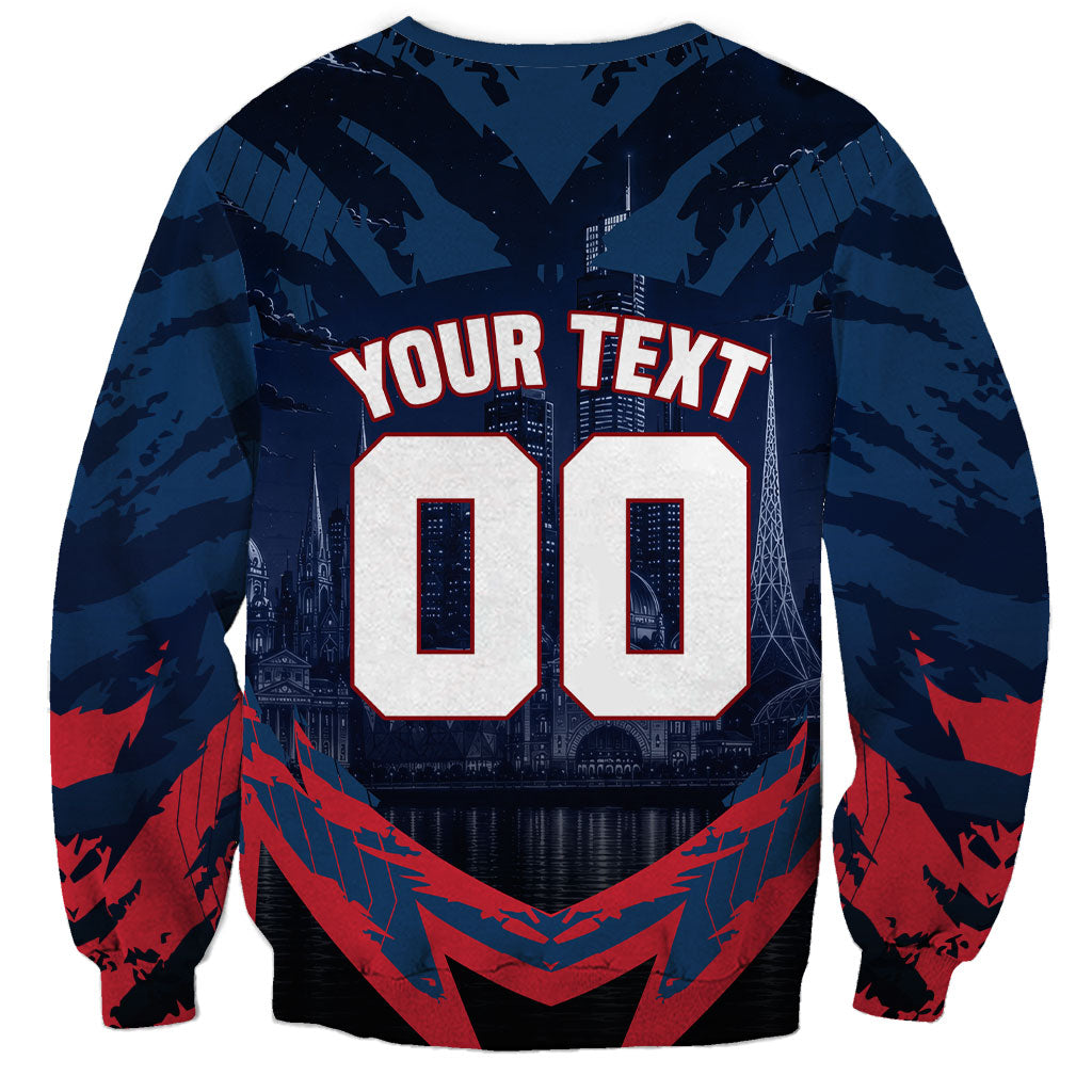 Personalised Melbourne Demons Football Sweatshirt Fierce Devil Mascot 3D Grunge City Art