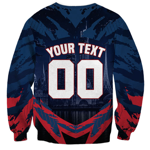Personalised Melbourne Demons Football Sweatshirt Fierce Devil Mascot 3D Grunge City Art