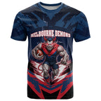 Personalised Melbourne Demons Football T Shirt Fierce Devil Mascot 3D Grunge City Art