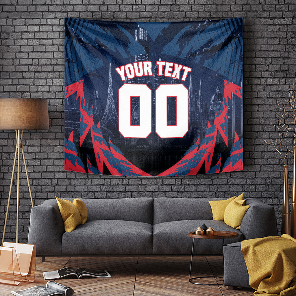 Personalised Melbourne Demons Football Tapestry Fierce Devil Mascot 3D Grunge City Art