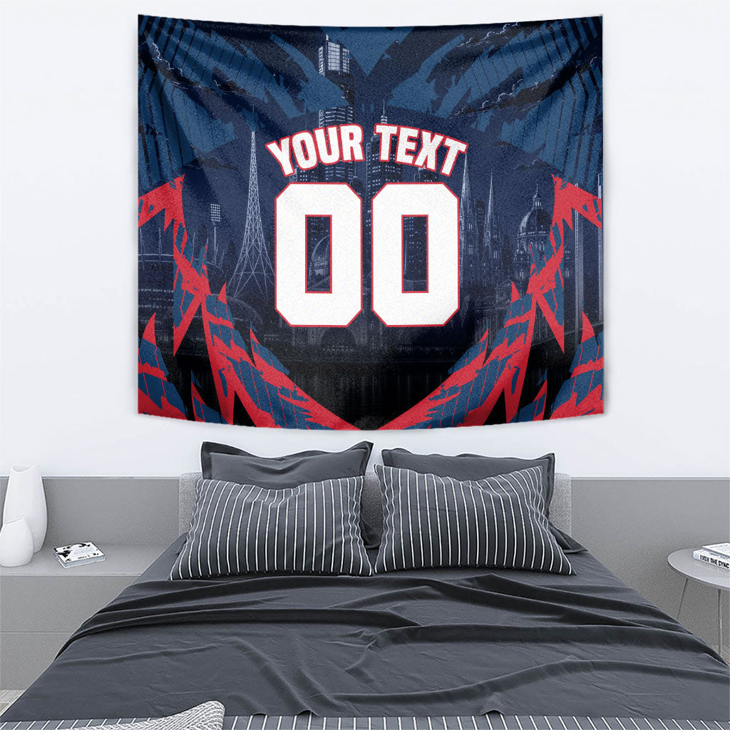 Personalised Melbourne Demons Football Tapestry Fierce Devil Mascot 3D Grunge City Art