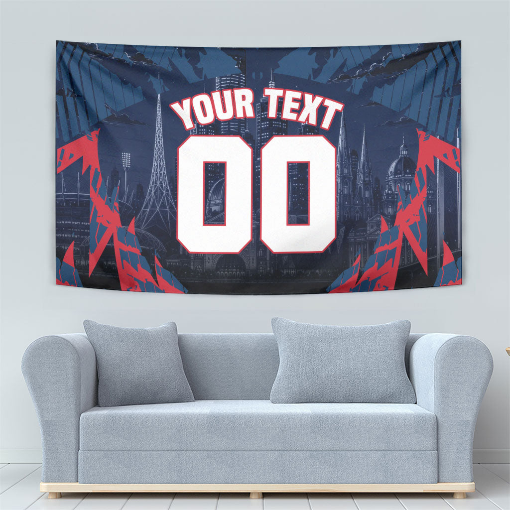Personalised Melbourne Demons Football Tapestry Fierce Devil Mascot 3D Grunge City Art