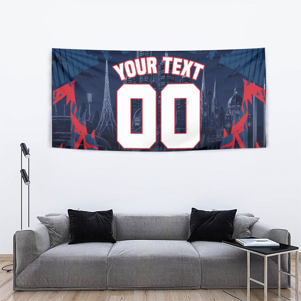 Personalised Melbourne Demons Football Tapestry Fierce Devil Mascot 3D Grunge City Art