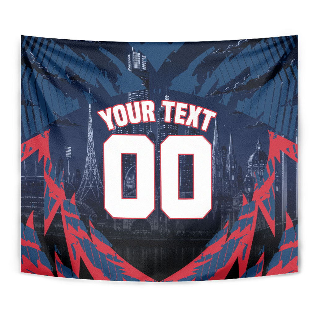 Personalised Melbourne Demons Football Tapestry Fierce Devil Mascot 3D Grunge City Art