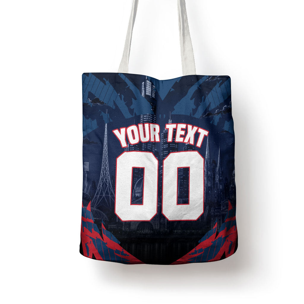 Personalised Melbourne Demons Football Tote Bag Fierce Devil Mascot 3D Grunge City Art