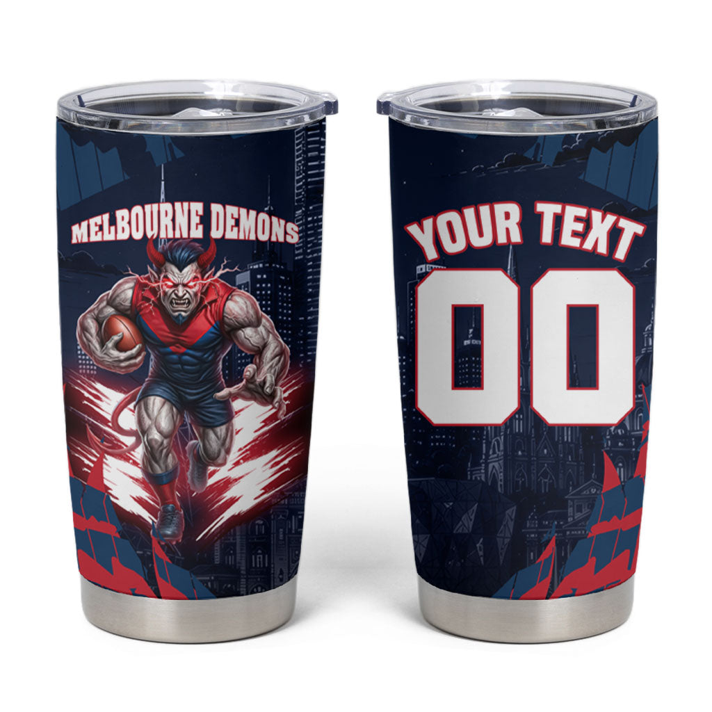 Personalised Melbourne Demons Football Tumbler Cup Fierce Devil Mascot 3D Grunge City Art