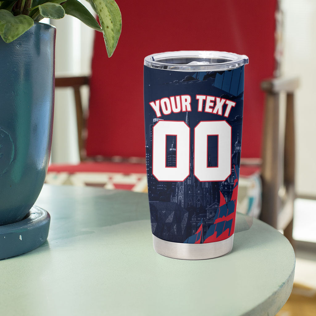 Personalised Melbourne Demons Football Tumbler Cup Fierce Devil Mascot 3D Grunge City Art