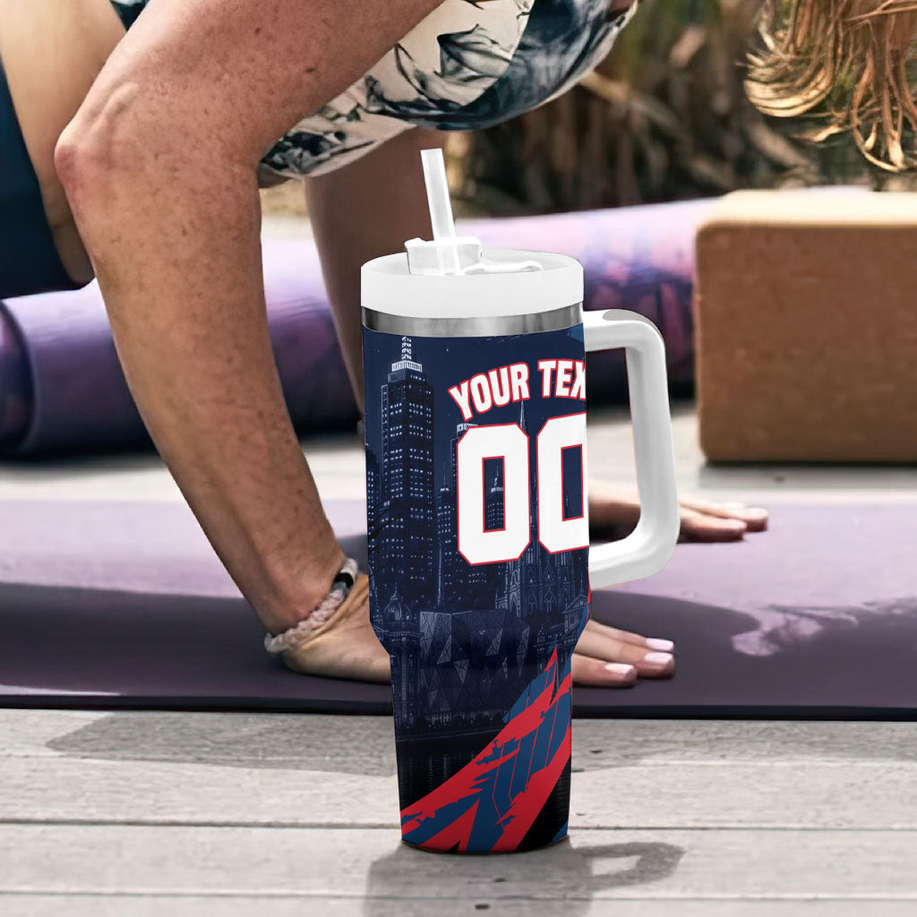 Personalised Melbourne Demons Football Tumbler With Handle Fierce Devil Mascot 3D Grunge City Art