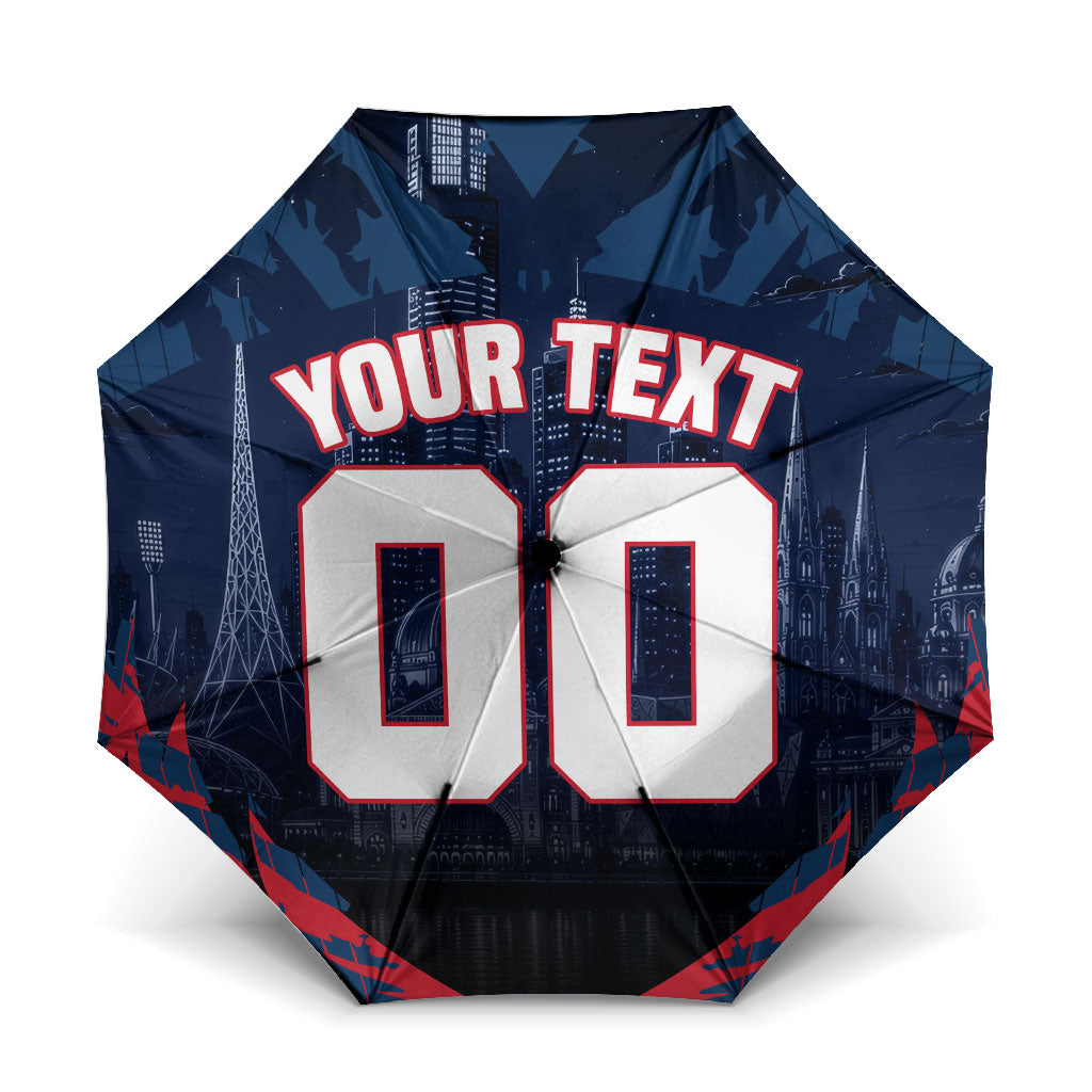 Personalised Melbourne Demons Football Umbrella Fierce Devil Mascot 3D Grunge City Art