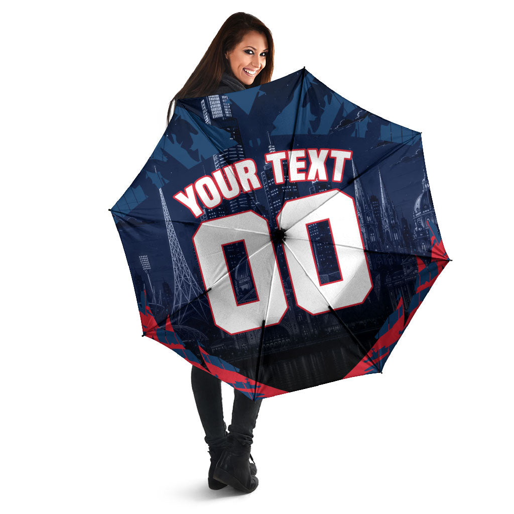 Personalised Melbourne Demons Football Umbrella Fierce Devil Mascot 3D Grunge City Art