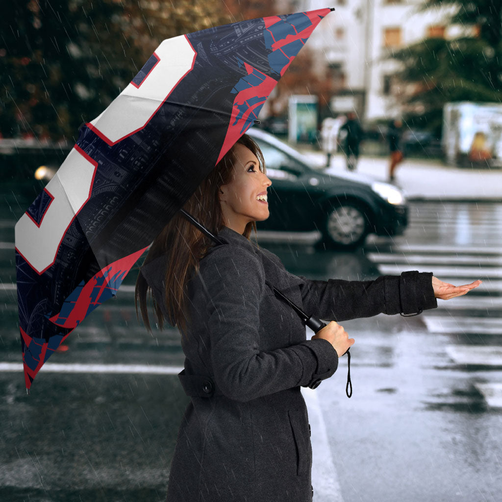 Personalised Melbourne Demons Football Umbrella Fierce Devil Mascot 3D Grunge City Art
