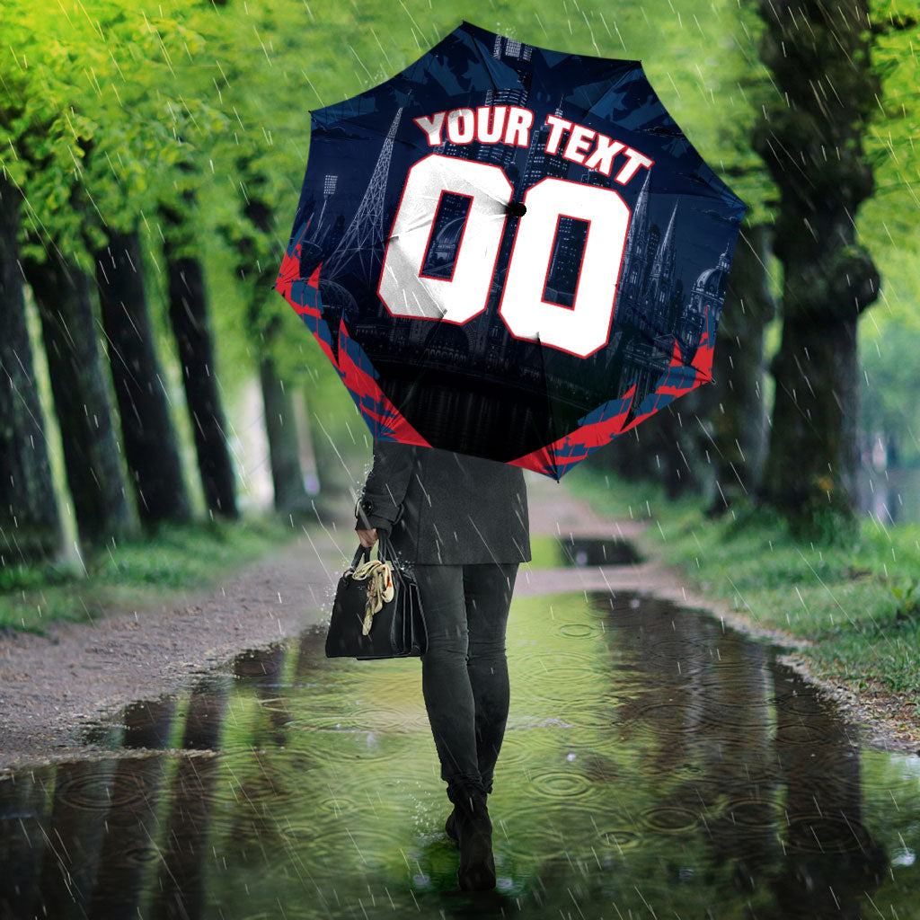 Personalised Melbourne Demons Football Umbrella Fierce Devil Mascot 3D Grunge City Art