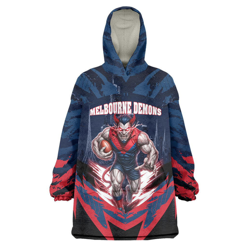 Personalised Melbourne Demons Football Wearable Blanket Hoodie Fierce Devil Mascot 3D Grunge City Art