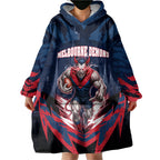 Personalised Melbourne Demons Football Wearable Blanket Hoodie Fierce Devil Mascot 3D Grunge City Art