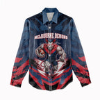 Personalised Melbourne Demons Football Women Casual Shirt Fierce Devil Mascot 3D Grunge City Art