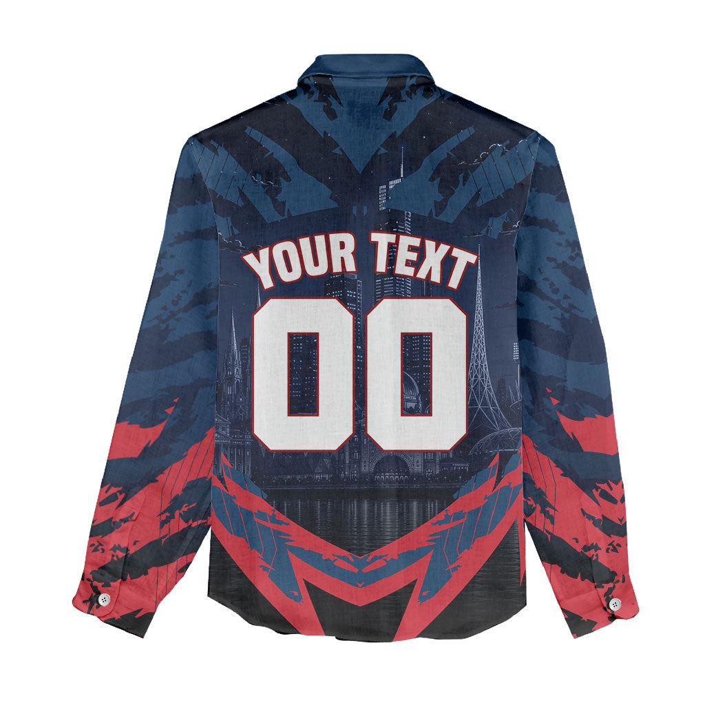 Personalised Melbourne Demons Football Women Casual Shirt Fierce Devil Mascot 3D Grunge City Art
