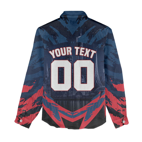 Personalised Melbourne Demons Football Women Casual Shirt Fierce Devil Mascot 3D Grunge City Art