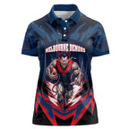Personalised Melbourne Demons Football Women Polo Shirt Fierce Devil Mascot 3D Grunge City Art