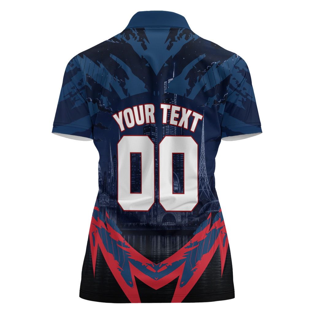 Personalised Melbourne Demons Football Women Polo Shirt Fierce Devil Mascot 3D Grunge City Art