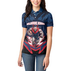 Personalised Melbourne Demons Football Women Polo Shirt Fierce Devil Mascot 3D Grunge City Art