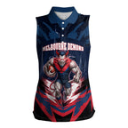 Personalised Melbourne Demons Football Women Sleeveless Polo Shirt Fierce Devil Mascot 3D Grunge City Art