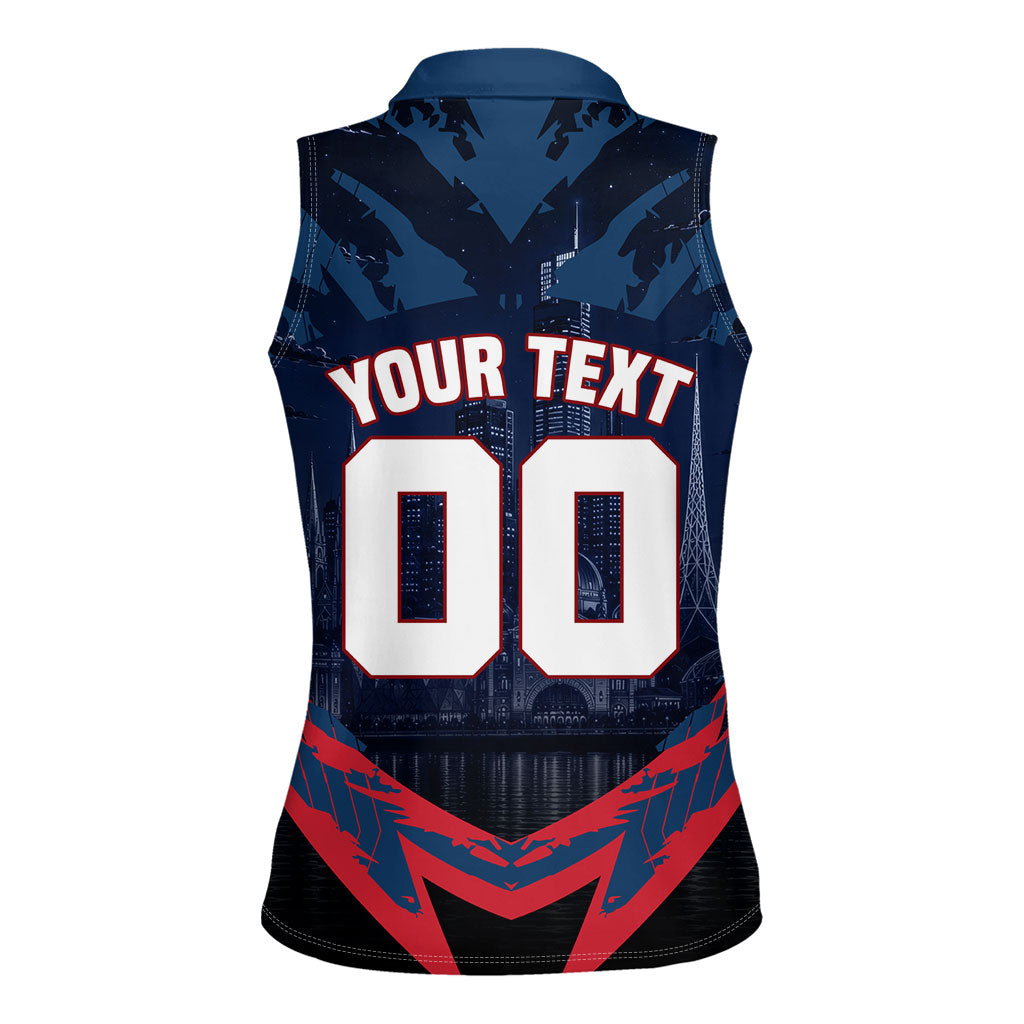 Personalised Melbourne Demons Football Women Sleeveless Polo Shirt Fierce Devil Mascot 3D Grunge City Art