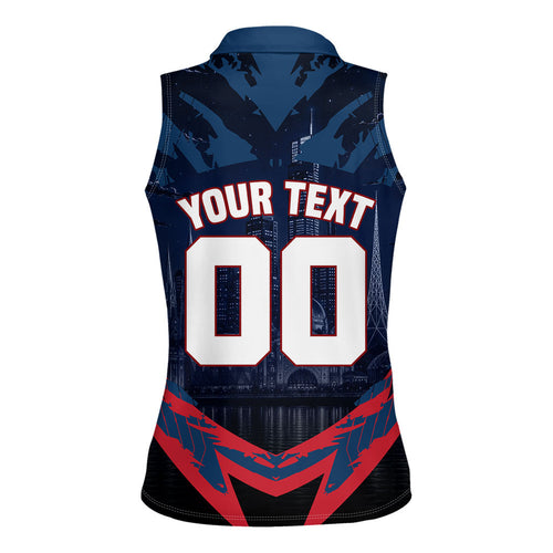 Personalised Melbourne Demons Football Women Sleeveless Polo Shirt Fierce Devil Mascot 3D Grunge City Art